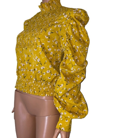 Ghospell blouse Nobody’s Fool Smocked Top Urban Outfitters Yellow floral print - Picture 4 of 11